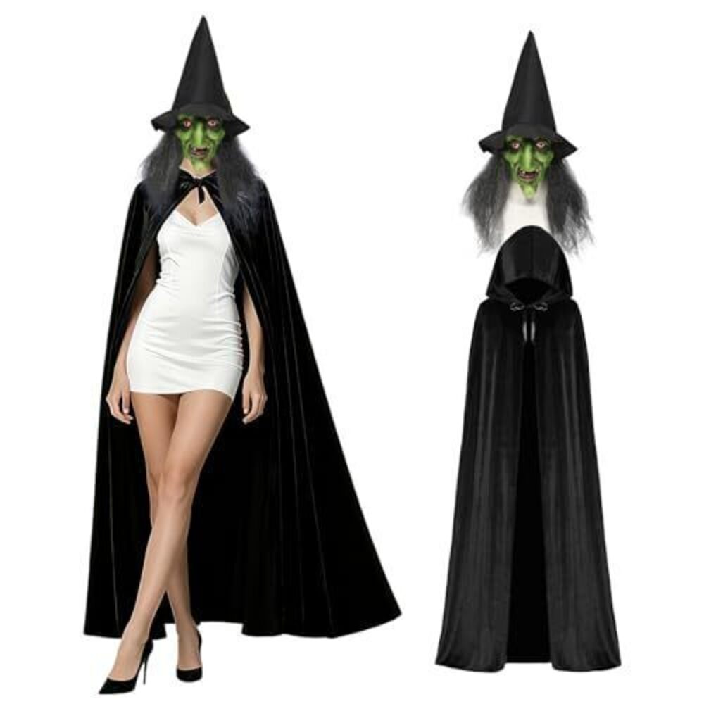 2818 Halloween Scary Witch Costumes With Witch Capes Horror Old Lady Green